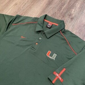 Nike Miami Hurricanes Polo Shirt Men's Large Football Team Issue Apparel Green